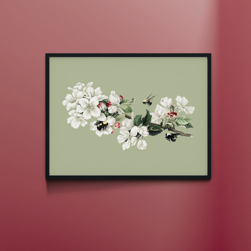 Cherry Blossom Bees | Vintage Art