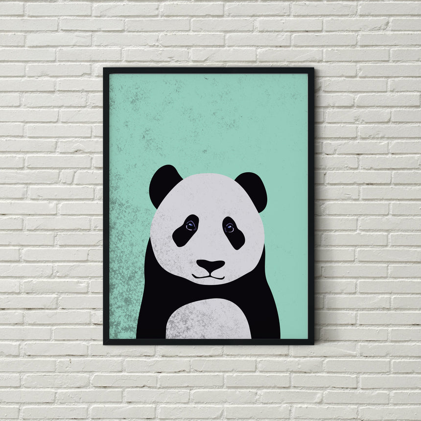 Cute Panda Face | Mustard or Teal | UK Art Seller